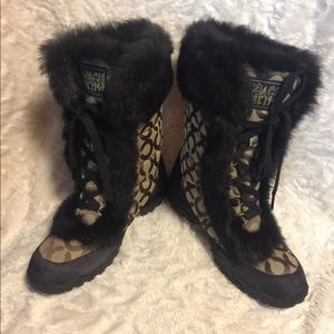Authentic Coach Jennie Signature Fur Boots